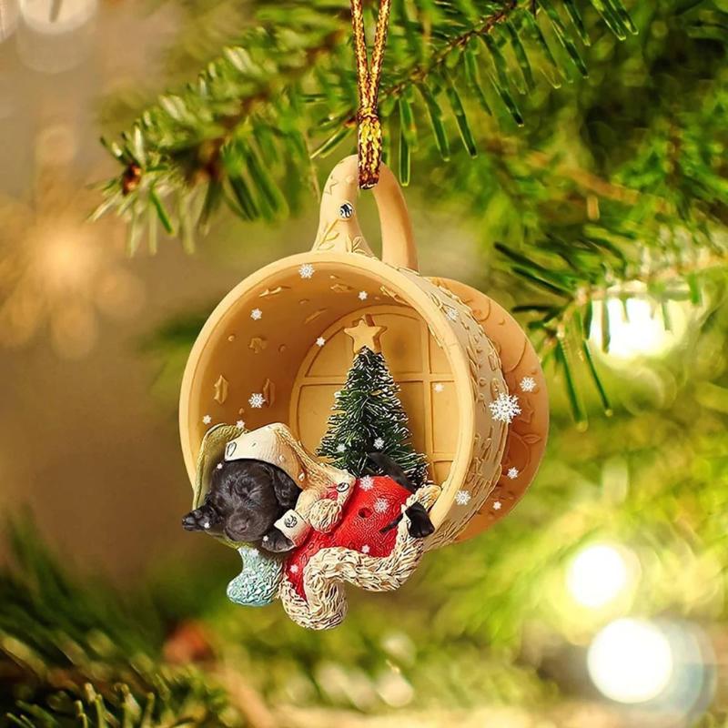 Lovely Christmas Dogs Animal Drop Ornaments Gifts Christmas Tree DIY Pendant HangingSign Decoration Home Car Accessories