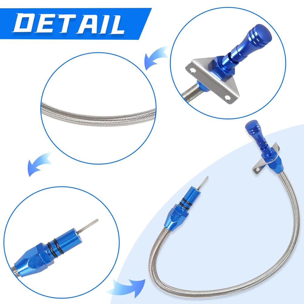 Transmission Dipstick Stainless Braided Hose Flexible Transmission Dipstick for Chevy GM TH350 TH400 SBC BBC