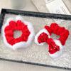 Women's Red Bow Plush Scrunchie Hair Tie - Christmas Headwear & Accessories