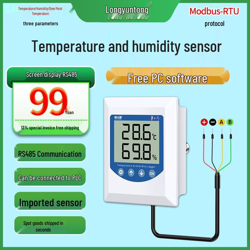 RS485 Temperature & Humidity Sensor Monitor with Modbus-RTU Protocol