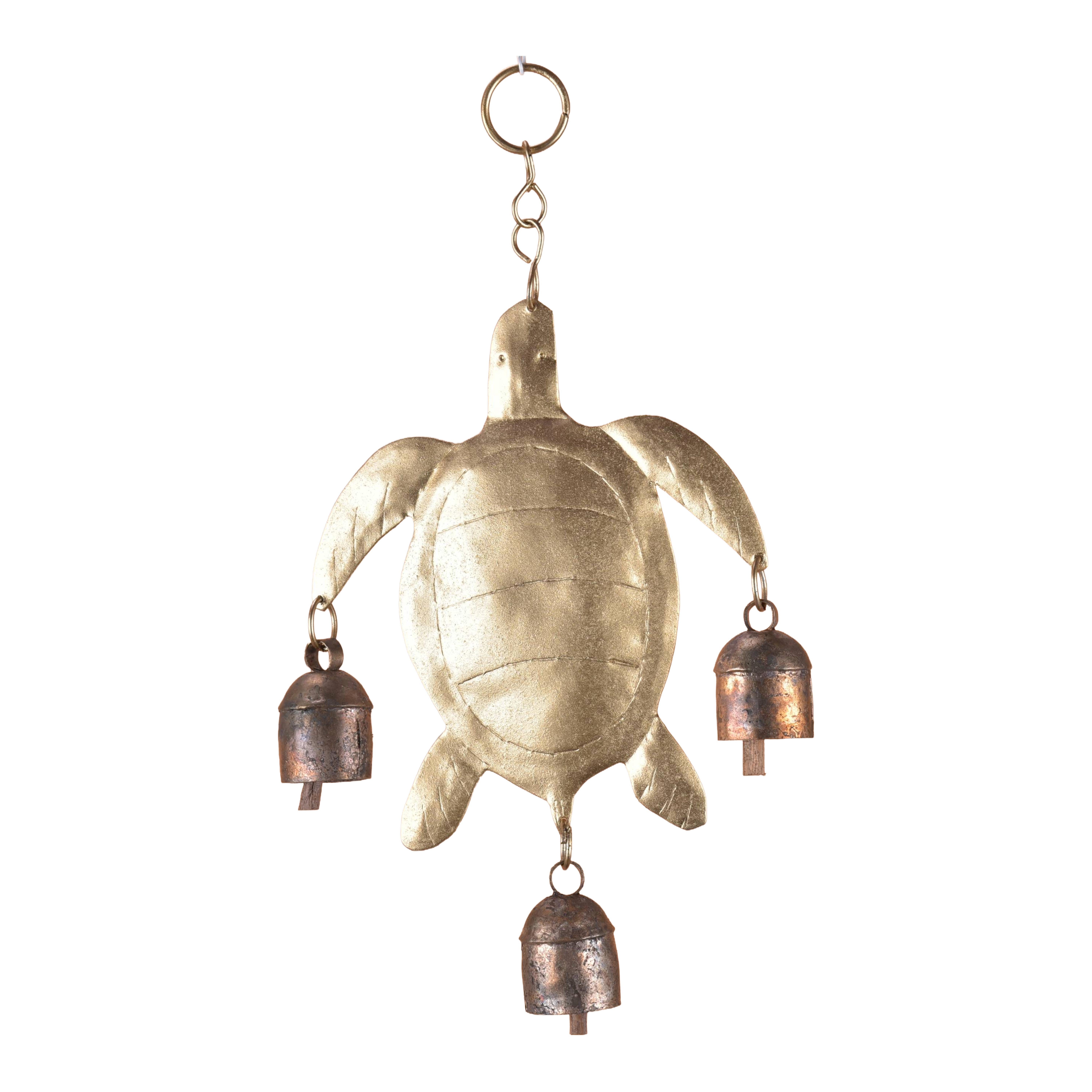 

Подвеска-колокольчик «Морская черепаха» для уличного декора - 10-дюймовые металлические подвесные колокольчики для сада, крыльца, стены - декор для пляжного дома, детской комнаты и елочное украшение