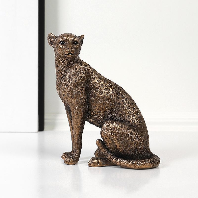 Animal Sculptures & Figurines Statue Decoration Living Room Home Decor Vintage Ornaments For Home Deskop Table Retro Leopard