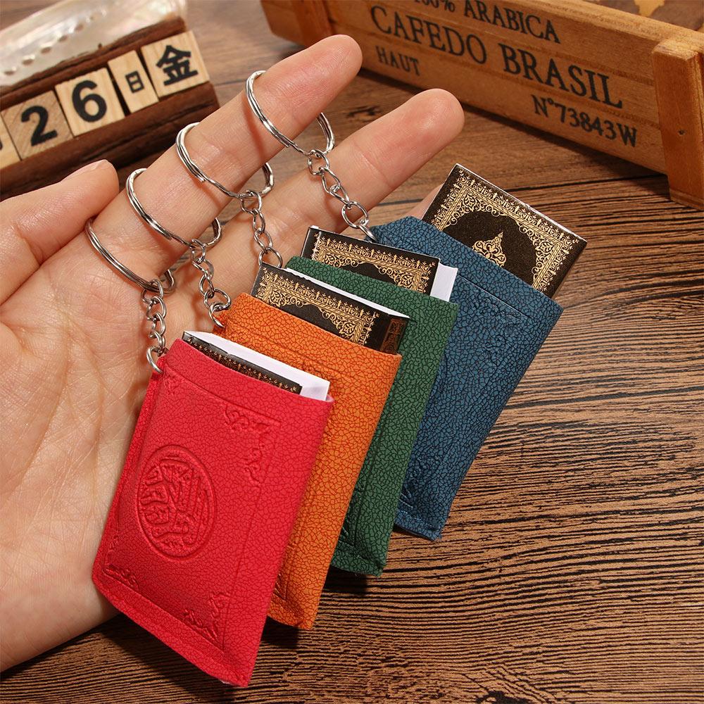 PC Religious Bag Accessories Koran Islamic Real Paper Pendant Keychain Key Ring Decoration Jewelry