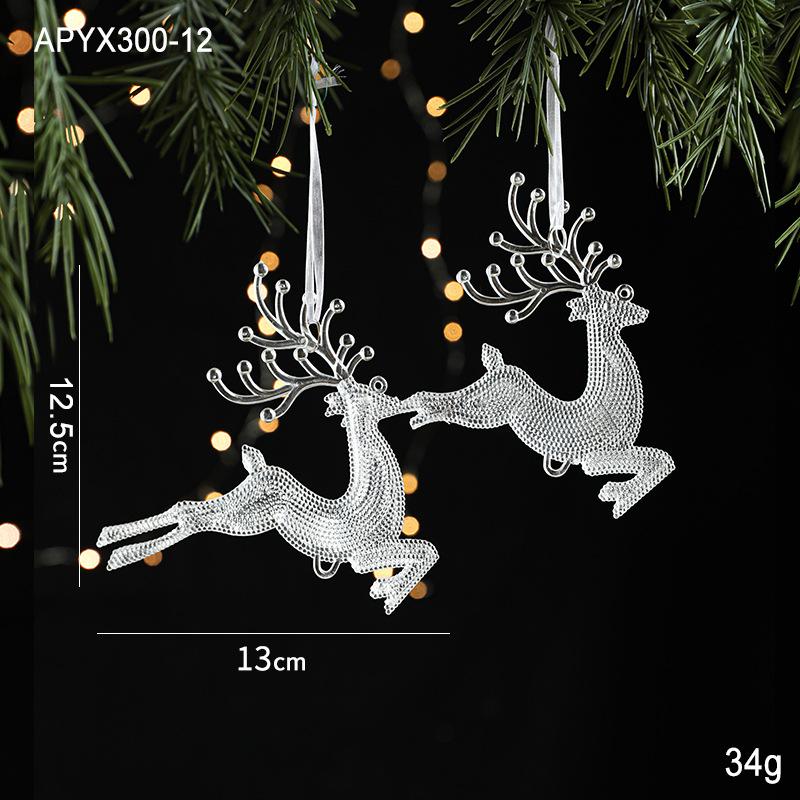 New Christmas Decoration Glitter Acrylic Ornament Transparent Snowflake Pendant for Xmas Tree Scene Decor Happy New Yeart