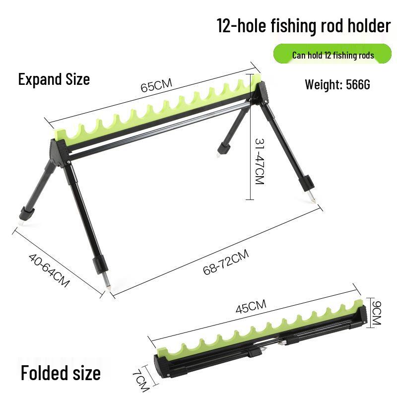 Fishing Rod Support: Four-Legged, Foldable Stand for Sea and River Fishing with EVA Grips