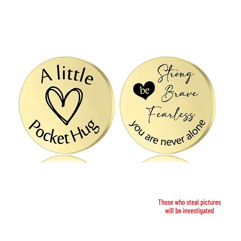 Lucky Charm Motivational Coin: Engravable Stainless Steel Couple & Family Gift Ornament.