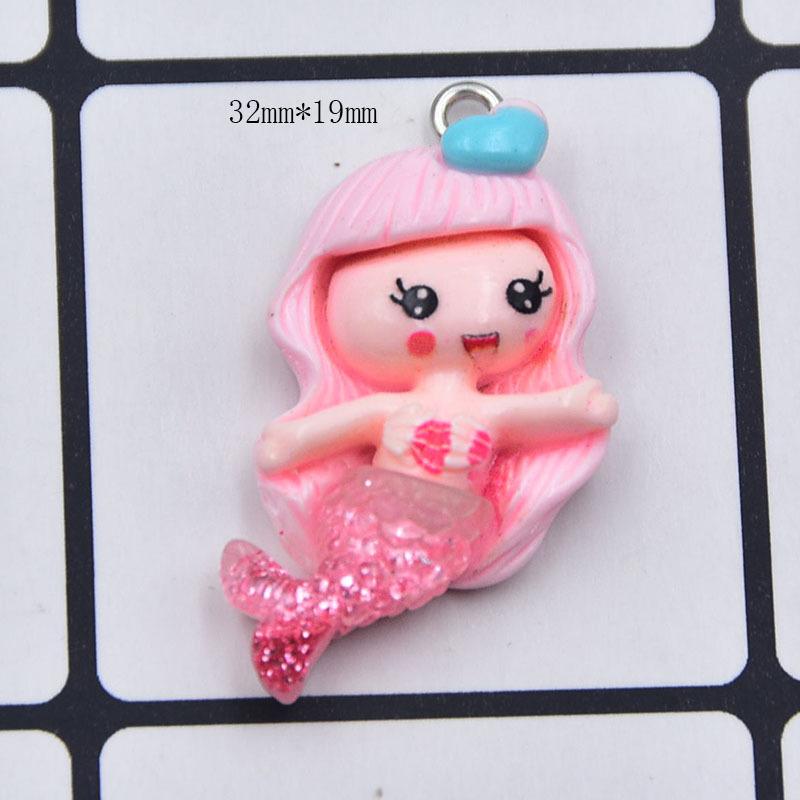 Colorful Resin Glitter Mermaid Girl Cartoon Doll Keychain Pendant DIY Jewelry Accessories