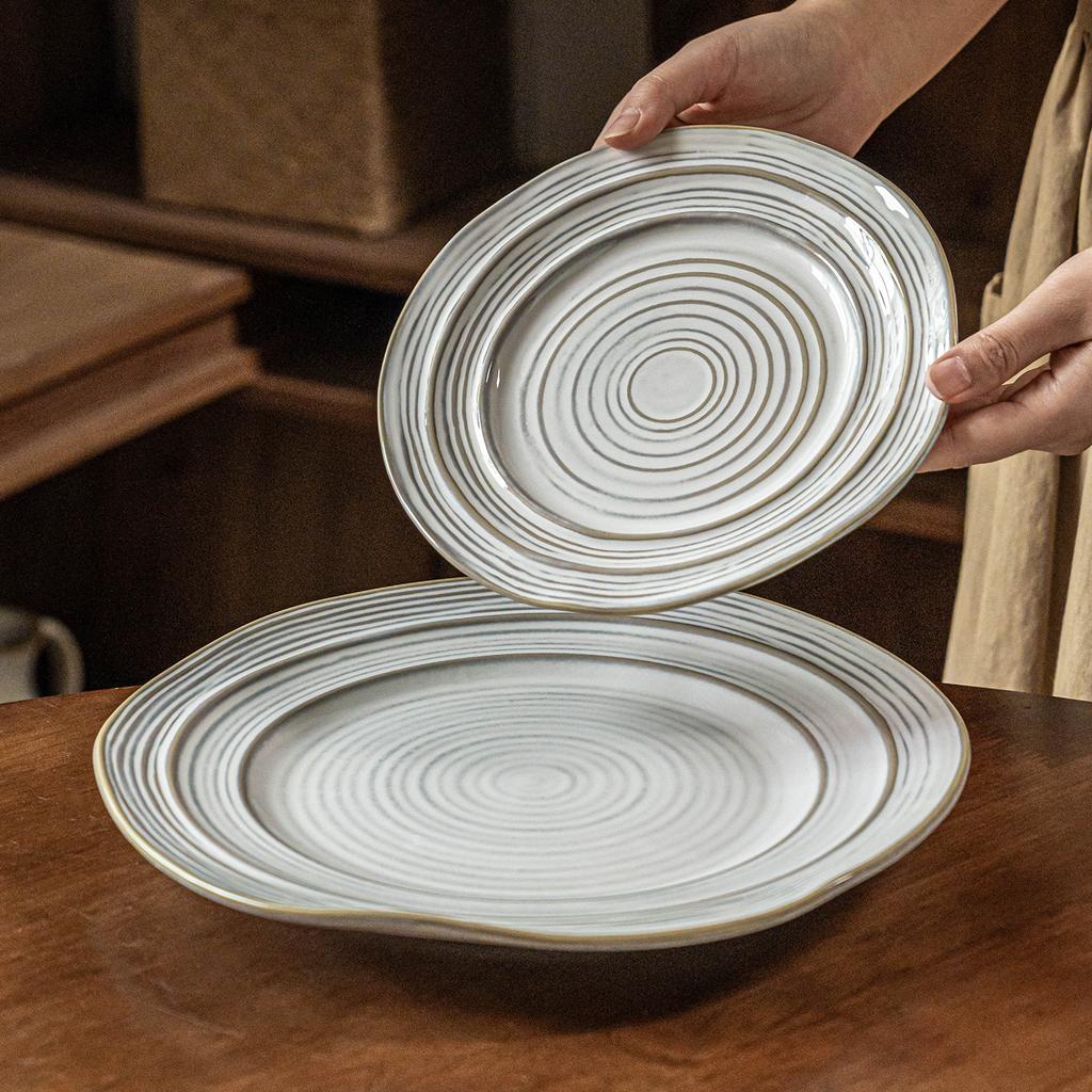 Plates, Retro And Beautiful Dinner Plates, Ceramic Household Dishes, High-End Tableware Plates, Vegetable Plates