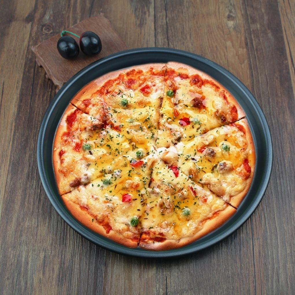 Black Pizza Tray Non-Stick Metal Bakeware Tray Baking Pan Round Oven Vented Tray