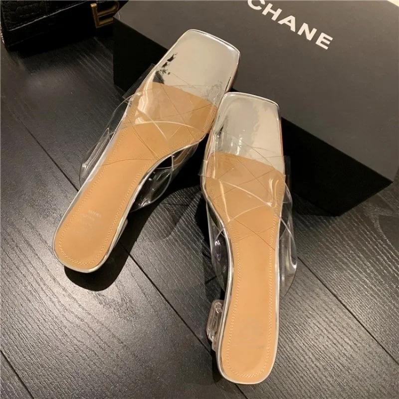 

Fashion Ladies Shoes on Offer 2025 New Hot Sale Peep Toe Women s High Heels Fashion Square Toe Dress Slippers Women Summer Sexy Sandals 35