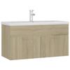 VidaXL Armoire d'Evier avec Lavabo Intégré Meuble de Rangement Placard de Salle de Bain Armoire de Rangement Toilette 3071291