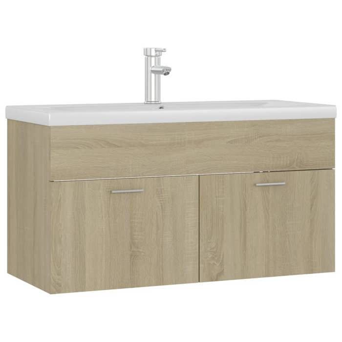 VidaXL Armoire d'Evier avec Lavabo Intégré Meuble de Rangement Placard de Salle de Bain Armoire de Rangement Toilette 3071291