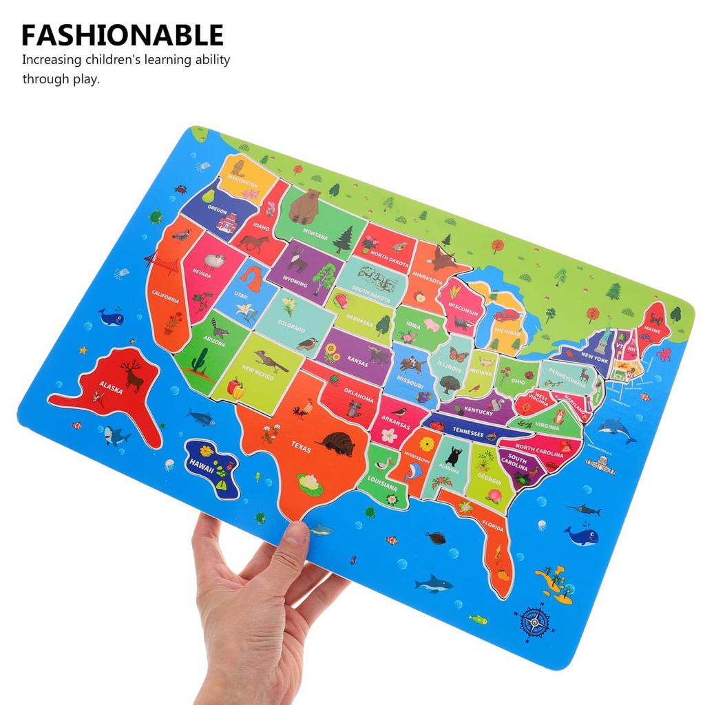 Ifundom Holz USA Karte x Pädagogisches Puzzle für Altersstufen Zufällig Großartig für Geographie Lernen und Kognitive Entwicklung Puzzle, 17" 11", Kinder, 4-8, Mädchen,