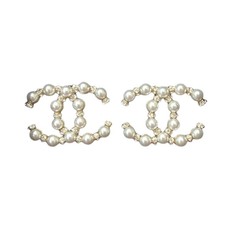 

Chanel Classic Double C Logo Pearl Rhinestone Women Accessories AB5631-B3409-N7683 Box+Padding Board,F,White