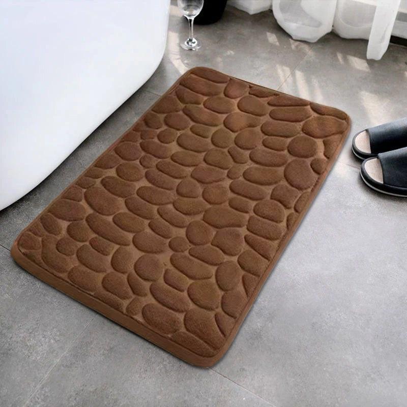 Pebble Pattern Non-Slip Bathroom Mat: Water-Absorbent, Simple Style, Door and Floor Use