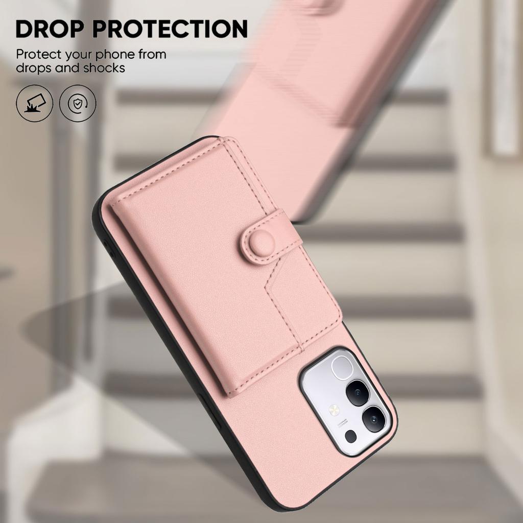 For vivo T4x 5G/vivo Y300t 5G/vivo iQOO Z10x 5G/vivo Y29 4G Case RFID Blocking Card Holder Kickstand TPU + PU Leather Phone Back Cover
