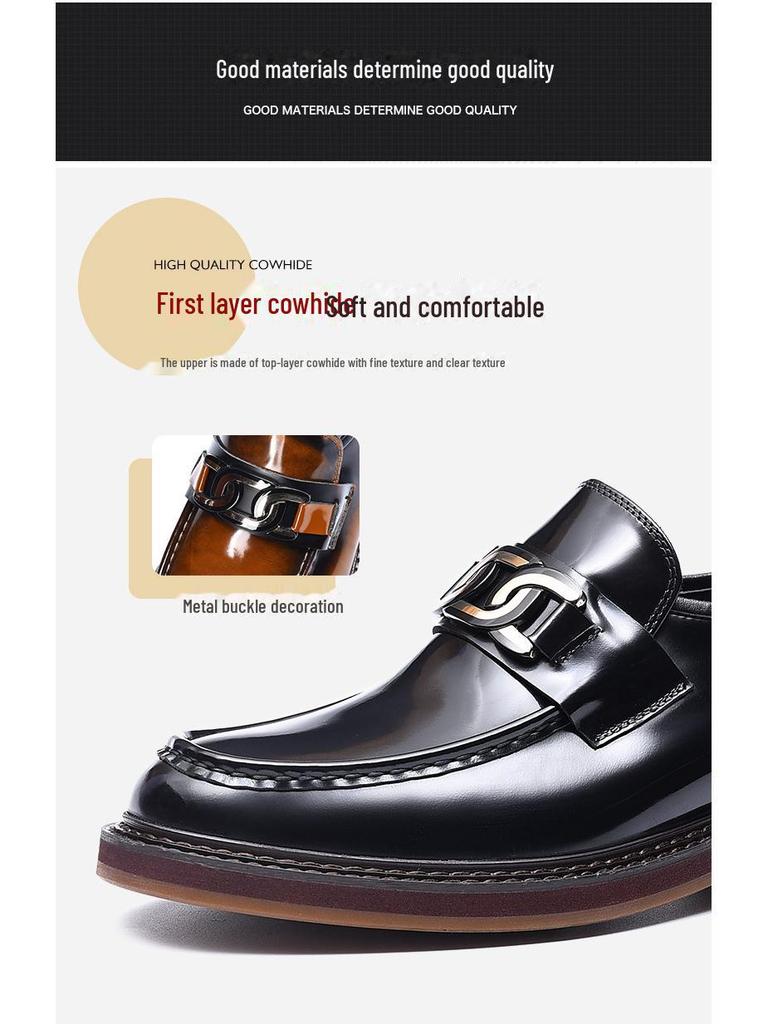 Męskie mokasyny wsuwane VIP z prawdziwej skóry, biznesowo-casualowe, z grubszymi podeszwami z bydlęcej skóry