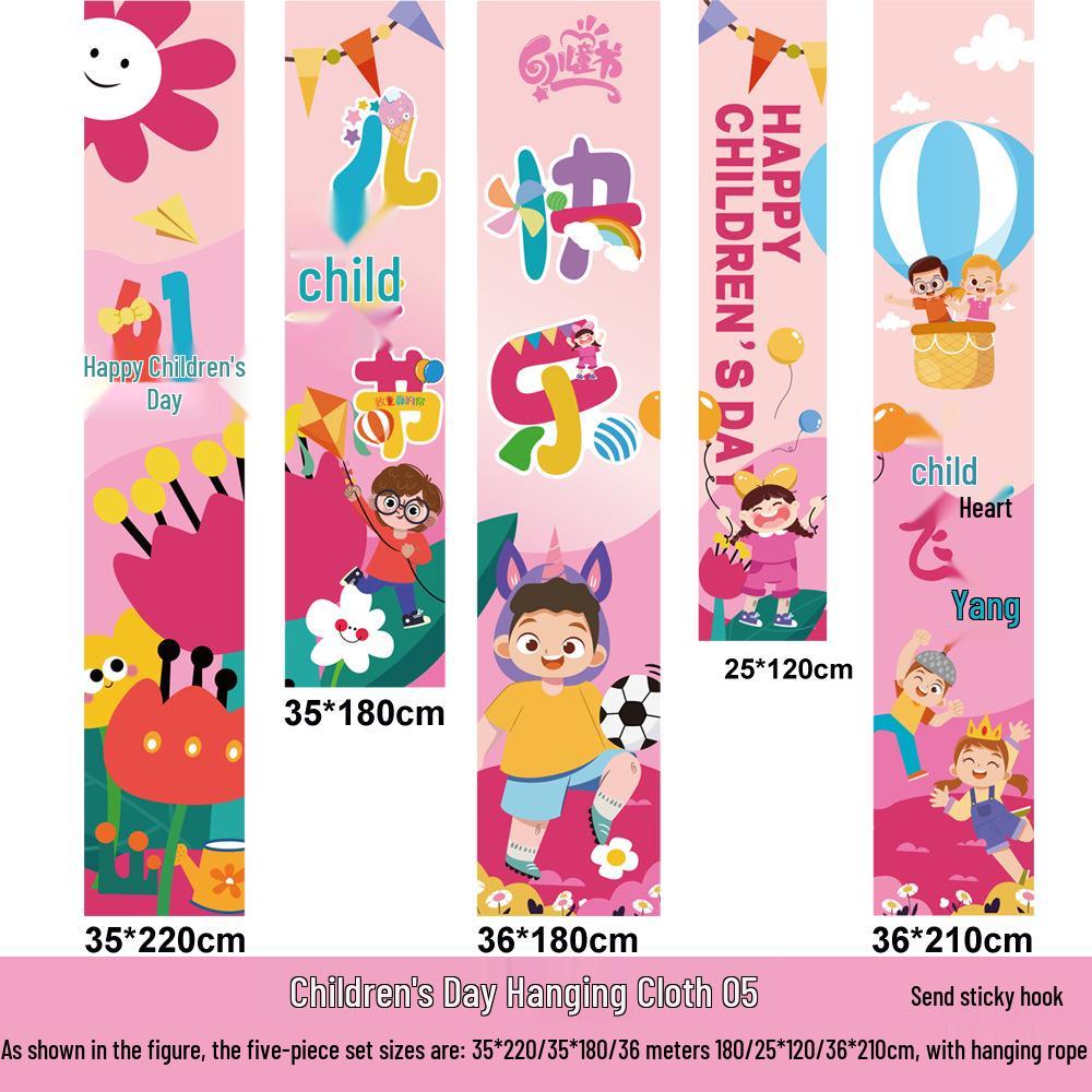 Children's Day Classroom Decorations: Cartoon Flag Banners for Kindergarten Activities