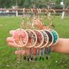 Car Pendant Natural Stone Tree Metal Wire Key Design Durable Chain Car Accessory Bags Backpack Decoration