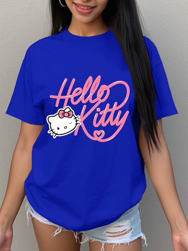 Sanrio SpringSummer New Print TShirt Womens Casual Trendy Versatile Loungewear Crew Neck TShirt Simple Fashion Short Sleeve