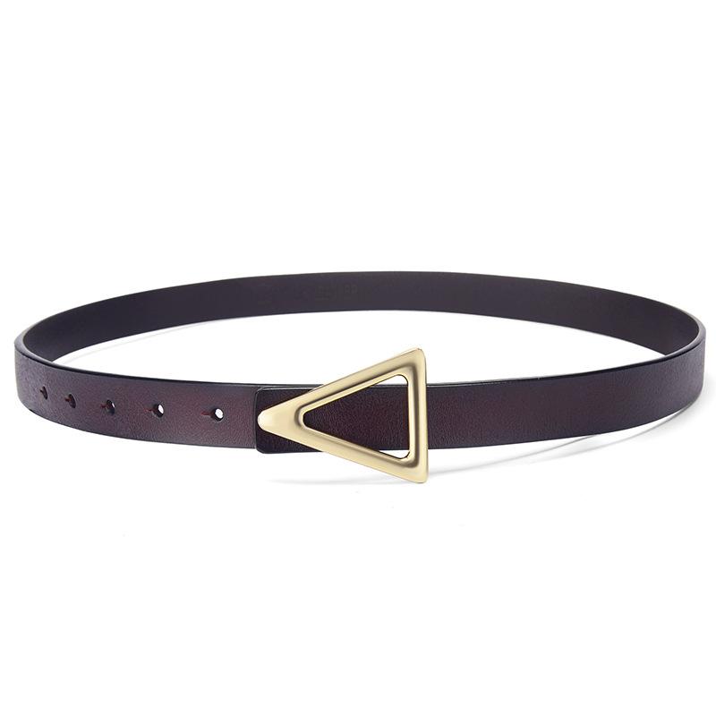 New triangle buckle leather belt - women's belt - versatile fashion decorative genuine leather belt