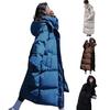 Winter Down Coat Zipper Hooded Solid Color Midi Length Cardigan Keep Warm