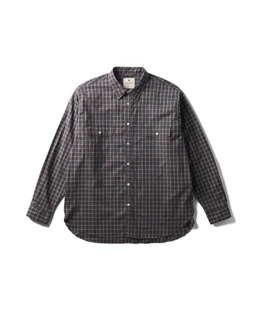 Snow Peak Organic Cotton Ombre Check Shirt Long and Size Brown CH SH-25AU005, Sleeve, Men's Women's, L,