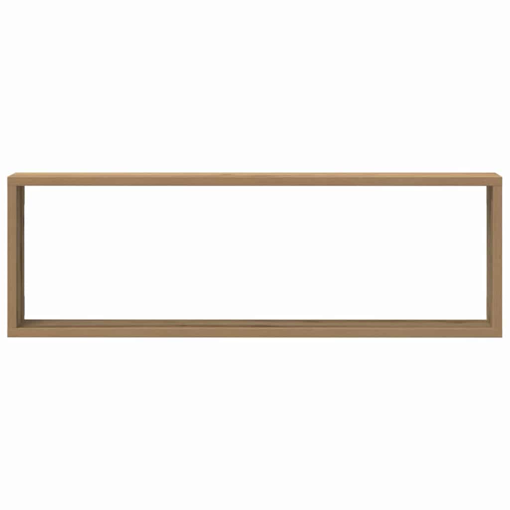 Wall Shelves with Shelf 2 Pcs Rustic Oak Finish 80 X 15 X 26 Cm