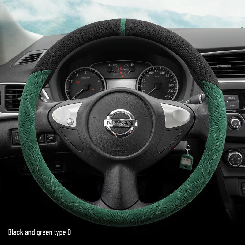 Suede Steering Wheel Cover for Nissan Sylphy, Teana, Qashqai, Sunny, Tiida, X-Trail, Livina (14th Gen).