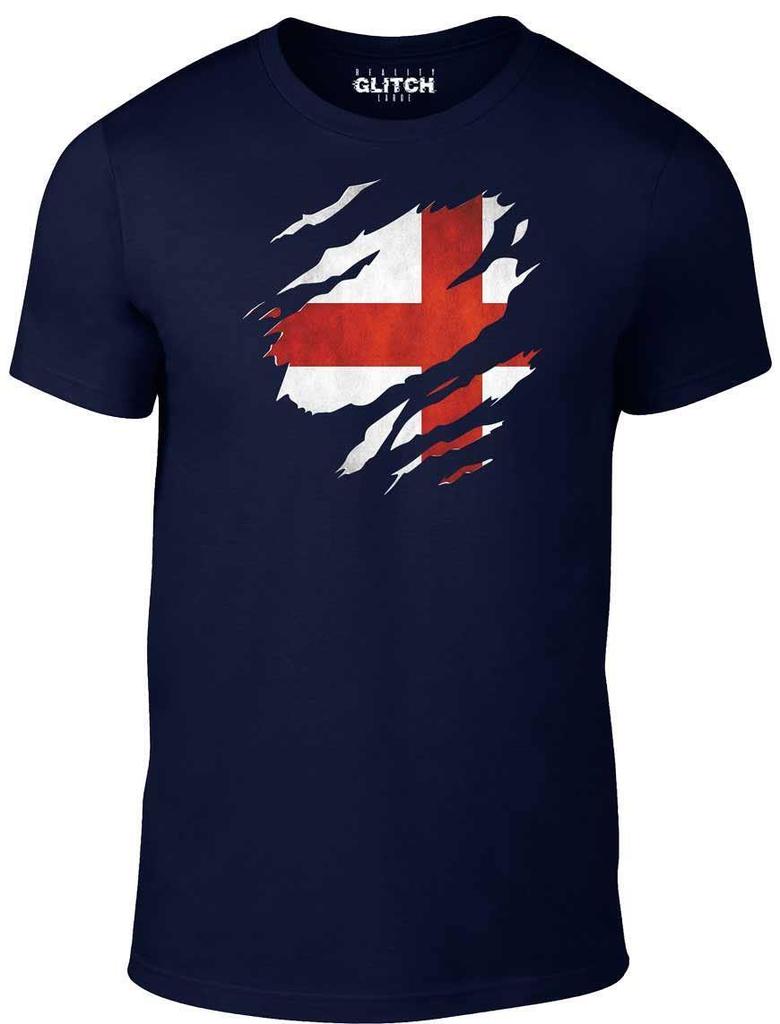 Torn England Flag - T Shirt Mens Womens Tees Top World Cup English Retro Country Cool Sport Pride