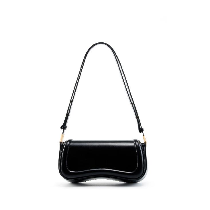 

New Niche Design Versatile Single-Shoulder Women s Bag Genuine Leather Underarm Bag Elegant Personality Moon Tofu Bag чорний