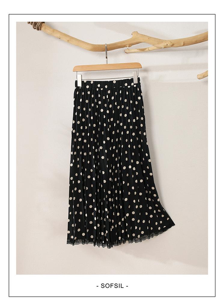 Fashionable Polka Dot Printed High Waisted Skirt for 2026 Spring Versatile Slimming Mid Length A-line Umbrella Skirt