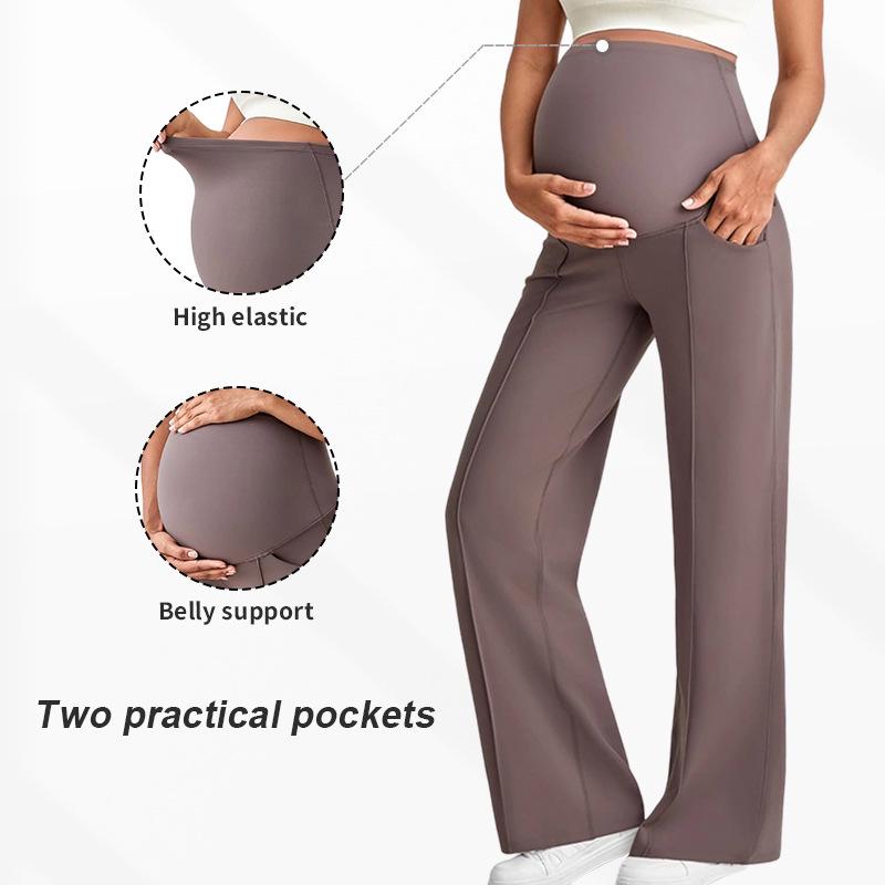 European Maternity Wide-Leg Pants: High Waist, Breathable, Belly Support, Comfortable Fit for Autumn & Winter.