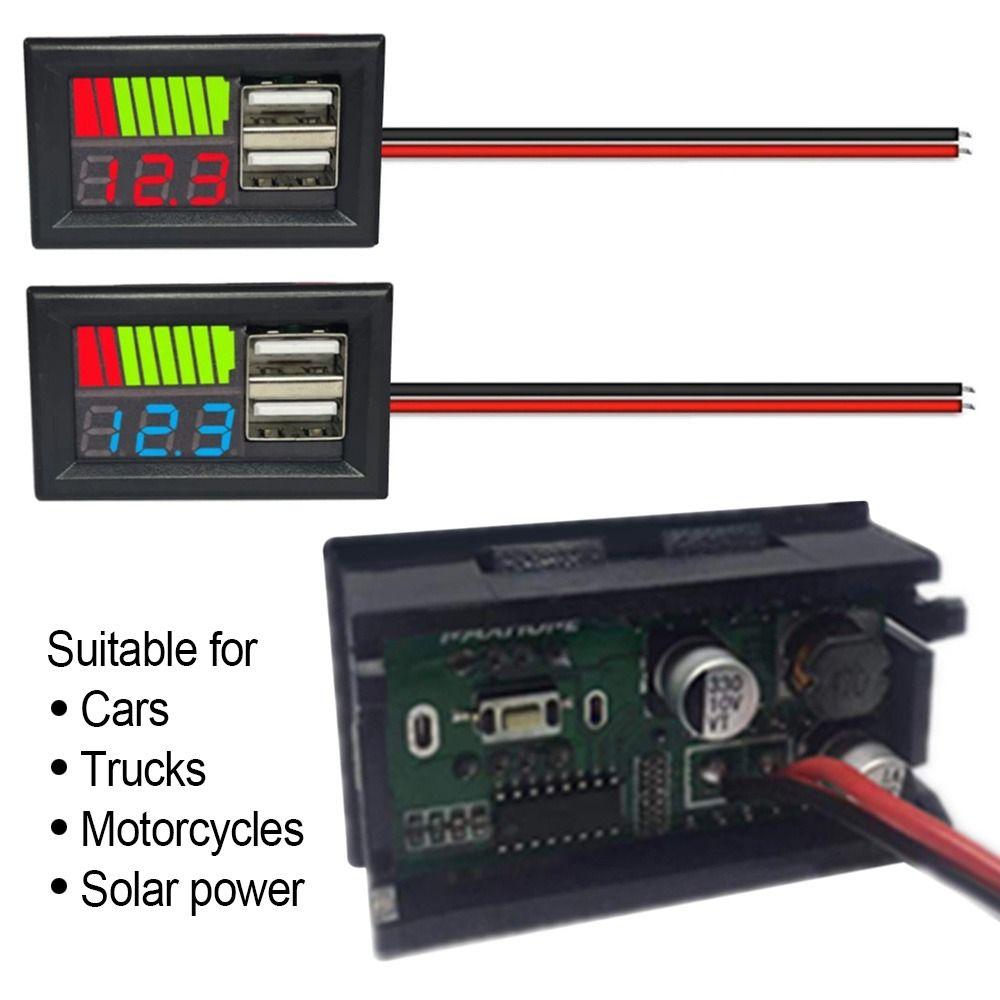 

5V 2.4A Индикатор емкости литий-ионного свинцово-кислотного аккумулятора Автомобильный вольтметр Измеритель напряжения Панель Тестер мощности