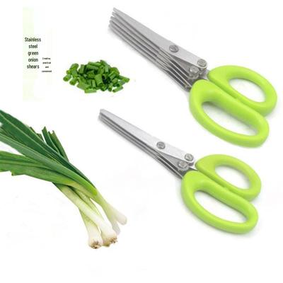 Five-layer Stainless Steel Kitchen Scissors for Cutting Herbs, Vegetables, Paper, and Scallions.