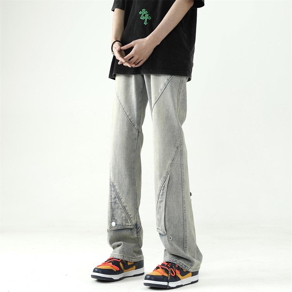 

JYL Unisex Flare Jeans Vintage High-End Loose Teen Wide-Leg Denim 3XL безодня