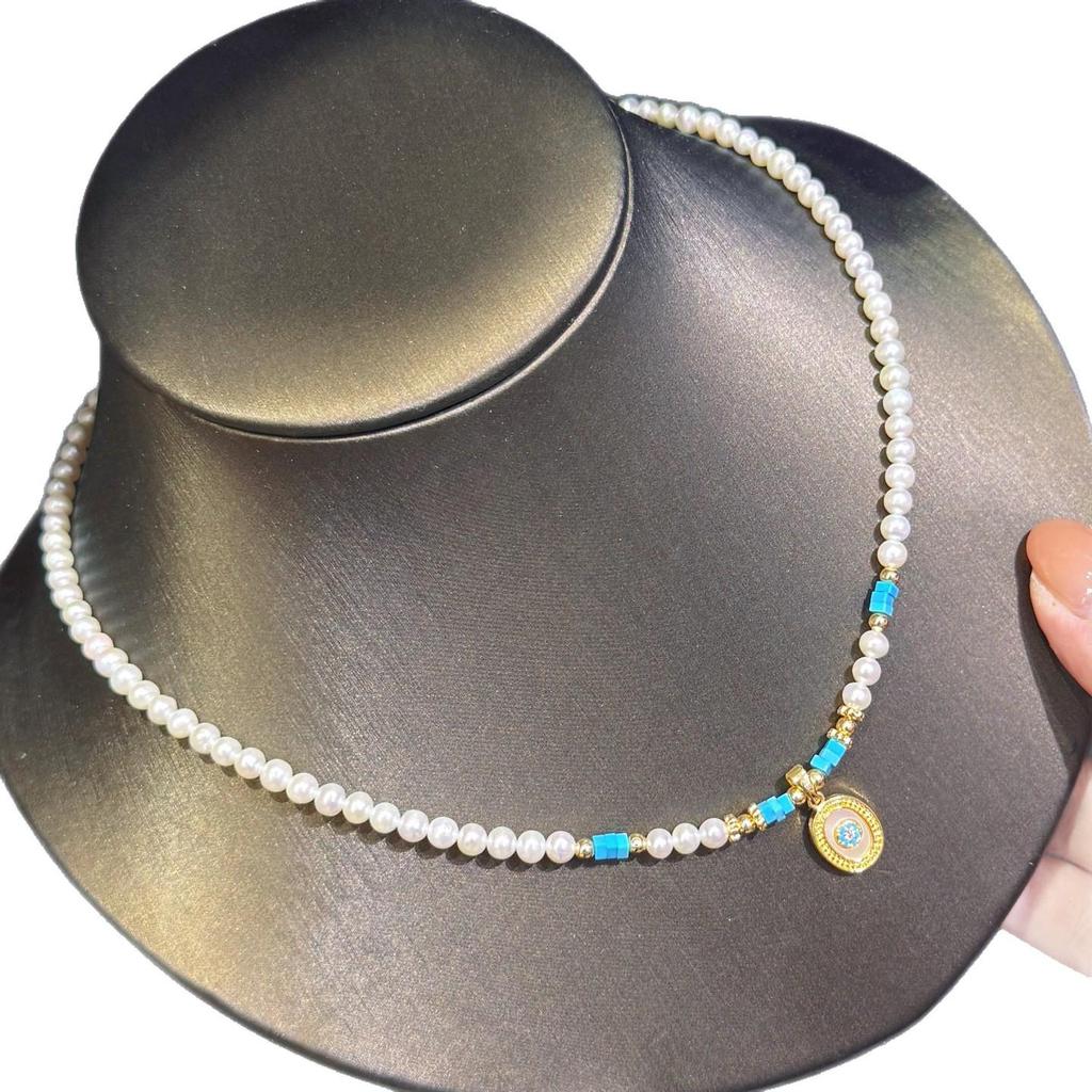 Versatile Turquoise & Freshwater Pearl Necklace - Playful Gift for Women