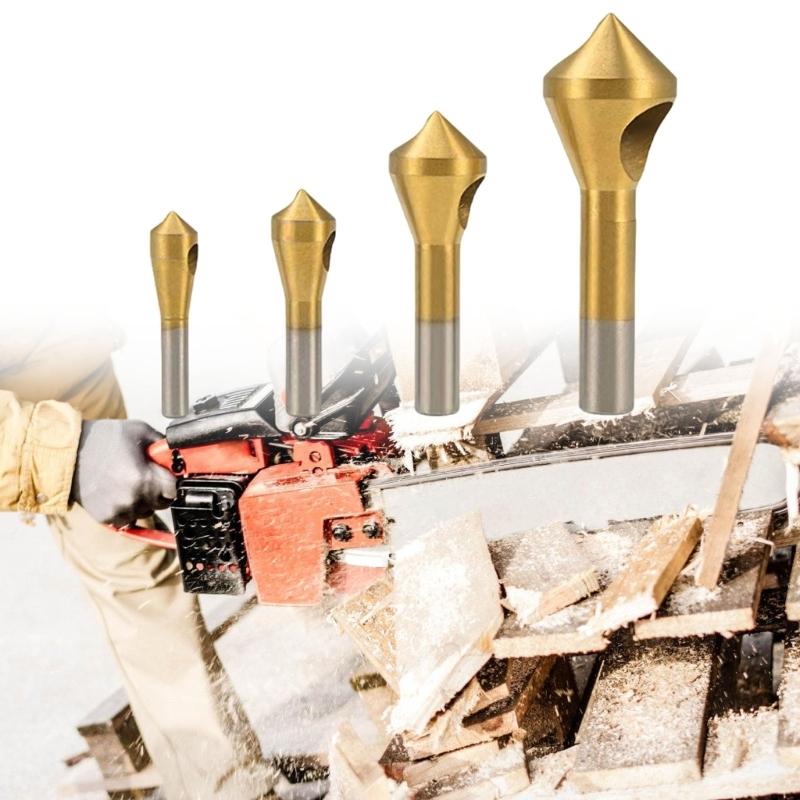 4Pcs High Speed Steel Countersink Drill Bits Set Oblique Hole Chamferer Internal Chip Removal Chamfering Deburring Tools