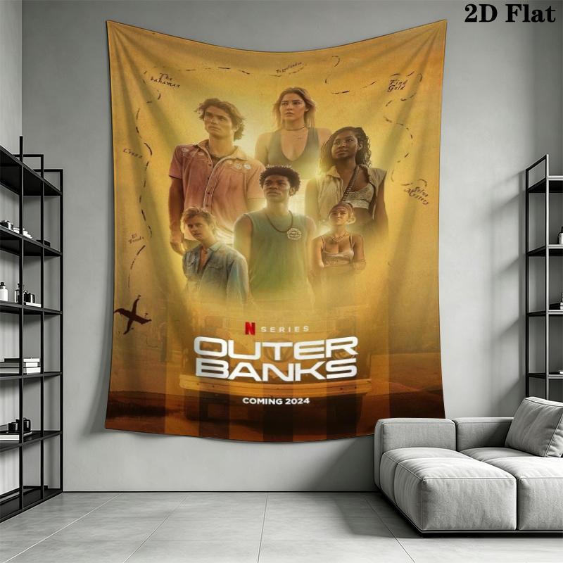 Outer Banks Wall Tapestry Aesthetic Wall Hanging Printed Fabric Blanket Decorative Tapestries for Bedroom Living Room Home Decor