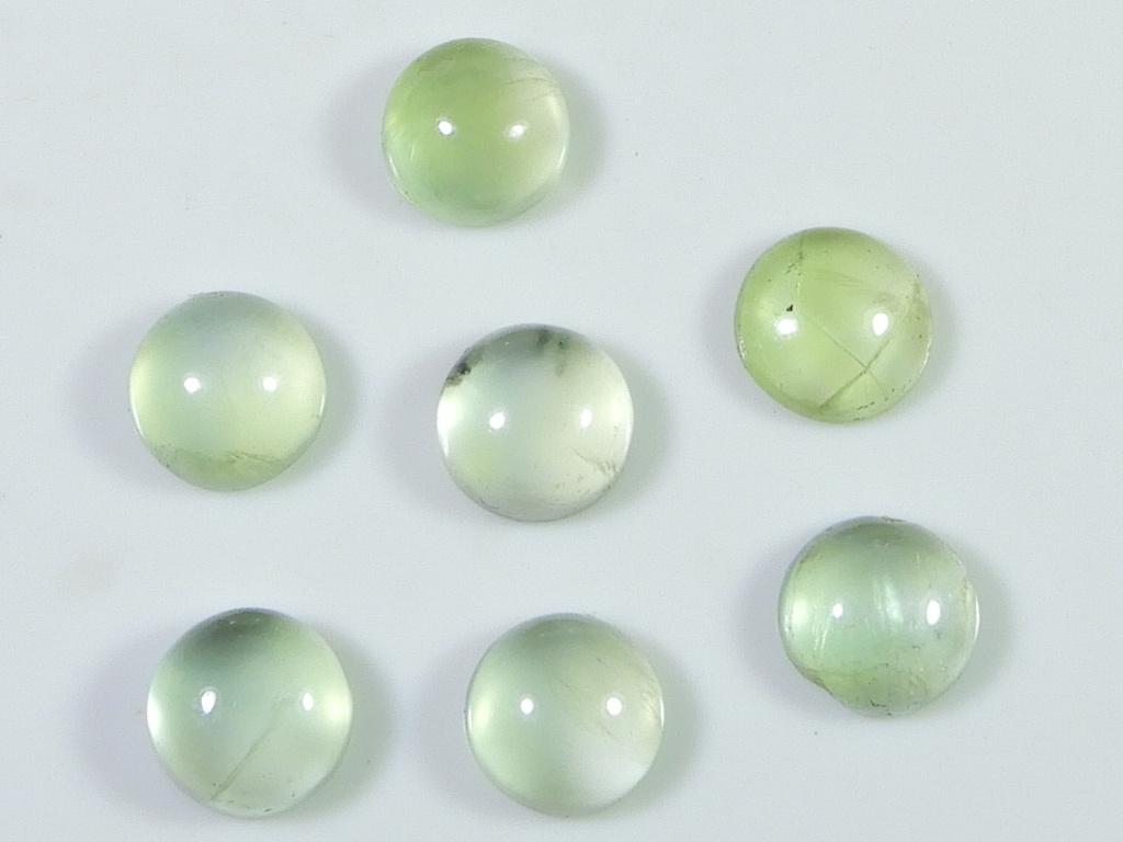 13Cts. Natural Green Prehnite Round Cabochon Loose Gemstone 7Pcs Lot 7X7MM RQ-1948