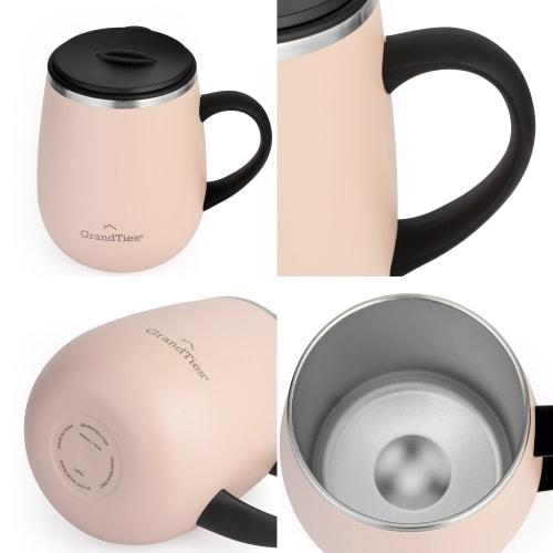 GRANDTIES Premium Vacuum Insulated Mug, 460ml, Available In 19 Colors, with Easy-Open Sliding Lid, Stainless Steel Double-Wall Vacuum Insulation, and