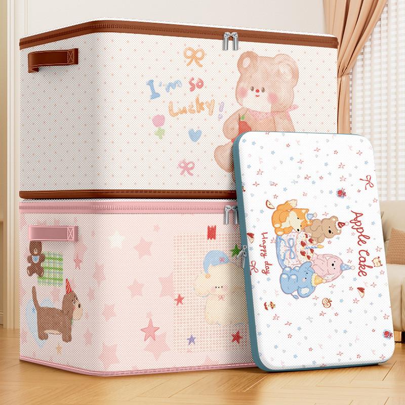 Collapsible Fabric Storage Bin With Cartoon Patterns For Bedroom Closet Organization