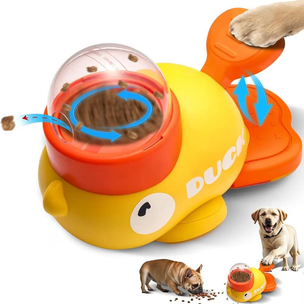 

Yellow Duck-Shaped Interactive Dog Treat Dispenser Durable Plastic Training Dog Toy Puzzle Slow Feeder Dog Entertainment Toy жёлтый