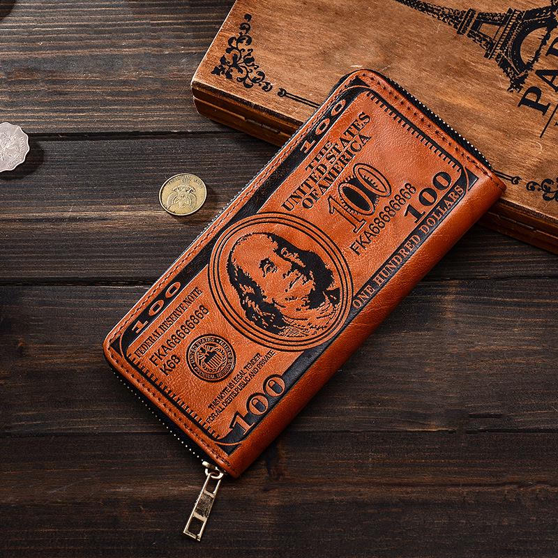 

Retro Men s Creative Long-Style Wallet - Customizable Clutch with Exclusive US Dollar Design