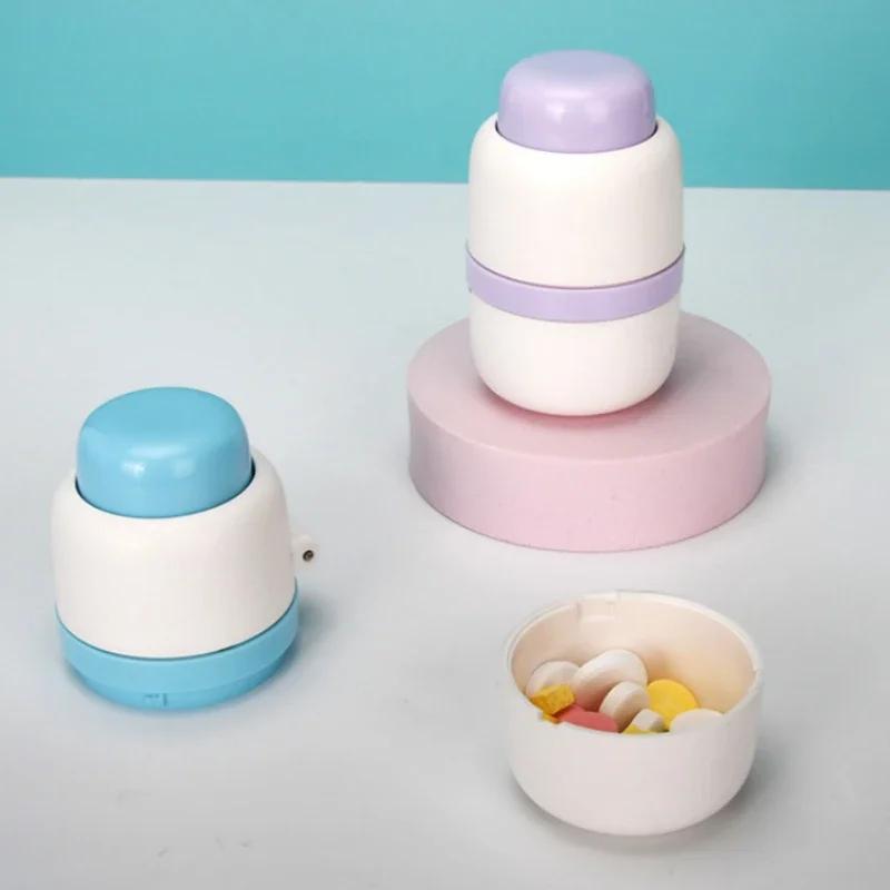 Portable 2-in-1 Pill Box with Pill Cutter for Cutting Small Pills or Large Pills In Half & Quarter Travel Pill Organizer Case