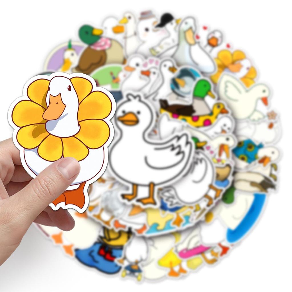 50 Waterproof Duck Graffiti Stickers: Cartoon Animals for Kids' DIY Phone Cases & Suitcases
