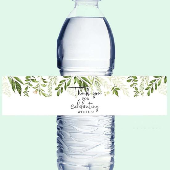 20 Pcs Gift Stickers Water Bottle Wrapping Labels Flower Print Self-adhesive Great Stickiness Gift Sealing Paper Stickers Happy Wedding