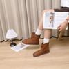 Johnature Vintage Handmade Genuine Leather Short Boots Solid Color Soft Cowhide Versatile Women Flat Boots