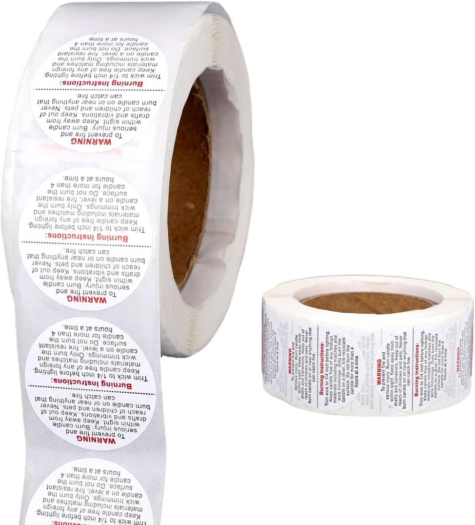 500pcs Candle Warning Labels, 2.5cm/0.98in Candle Jar Can Wax Melt Stickers Safety Stickers Accessories for DIY Making Candles