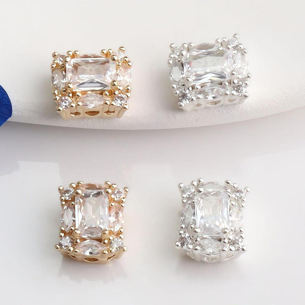 14K Gold Filled Quadratische Zirkon-Abstandshalterperlen für die Schmuckherstellung